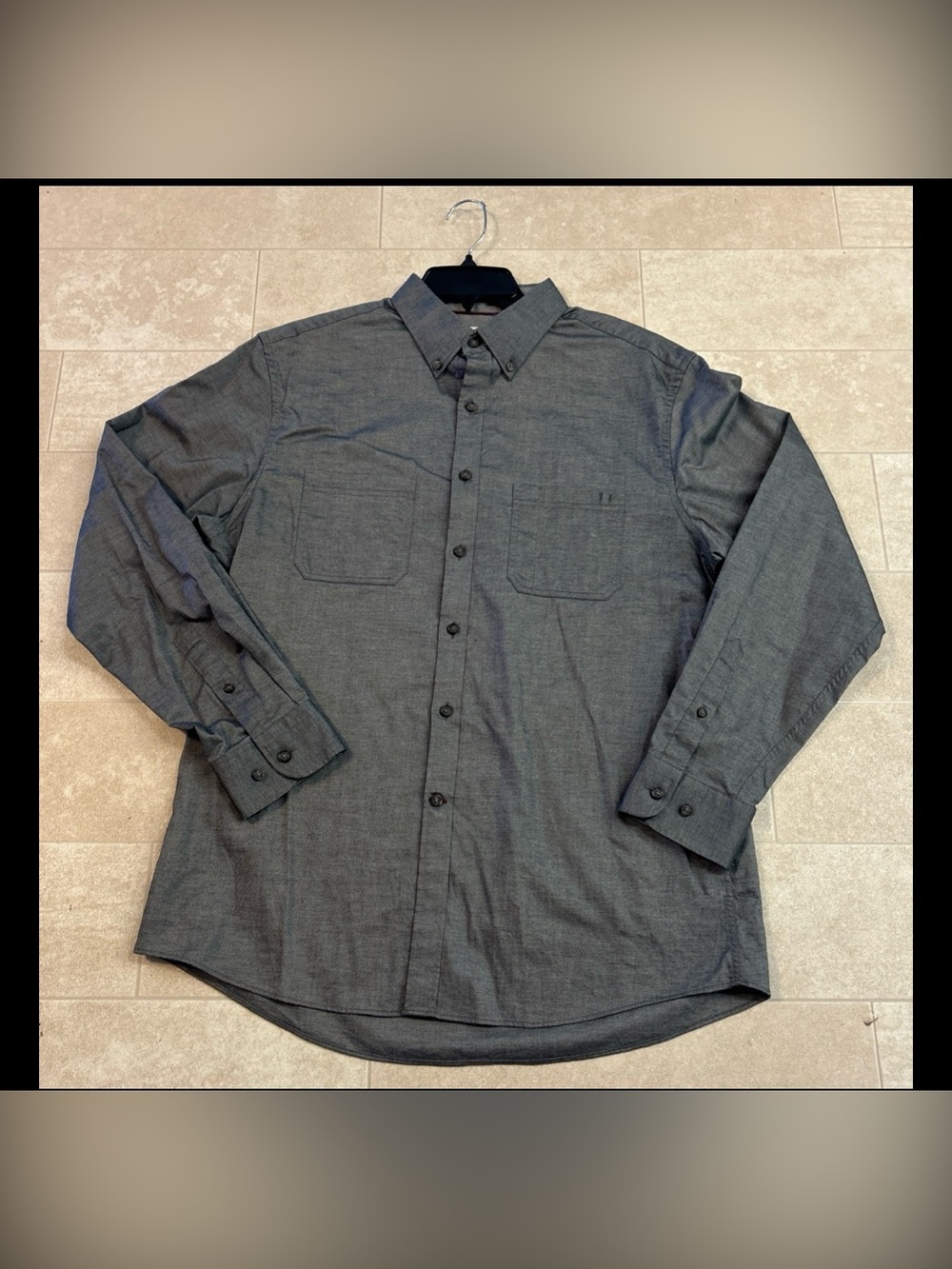 Jos A Bank 1905 Grey Button Up Long Sleeve Shirt Men’s Size Large 100% Cotton
